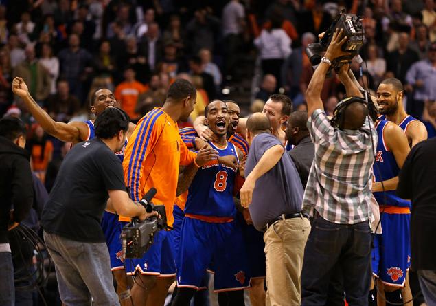 JR Smith does it again with another game-winner for the Knicks. (christian petersen / getty images)